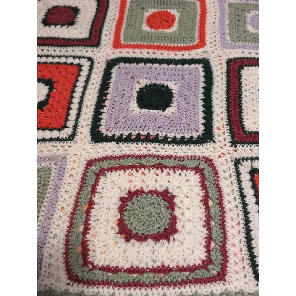 Vintage Handmade Granny Square‎ Afghan 39x52